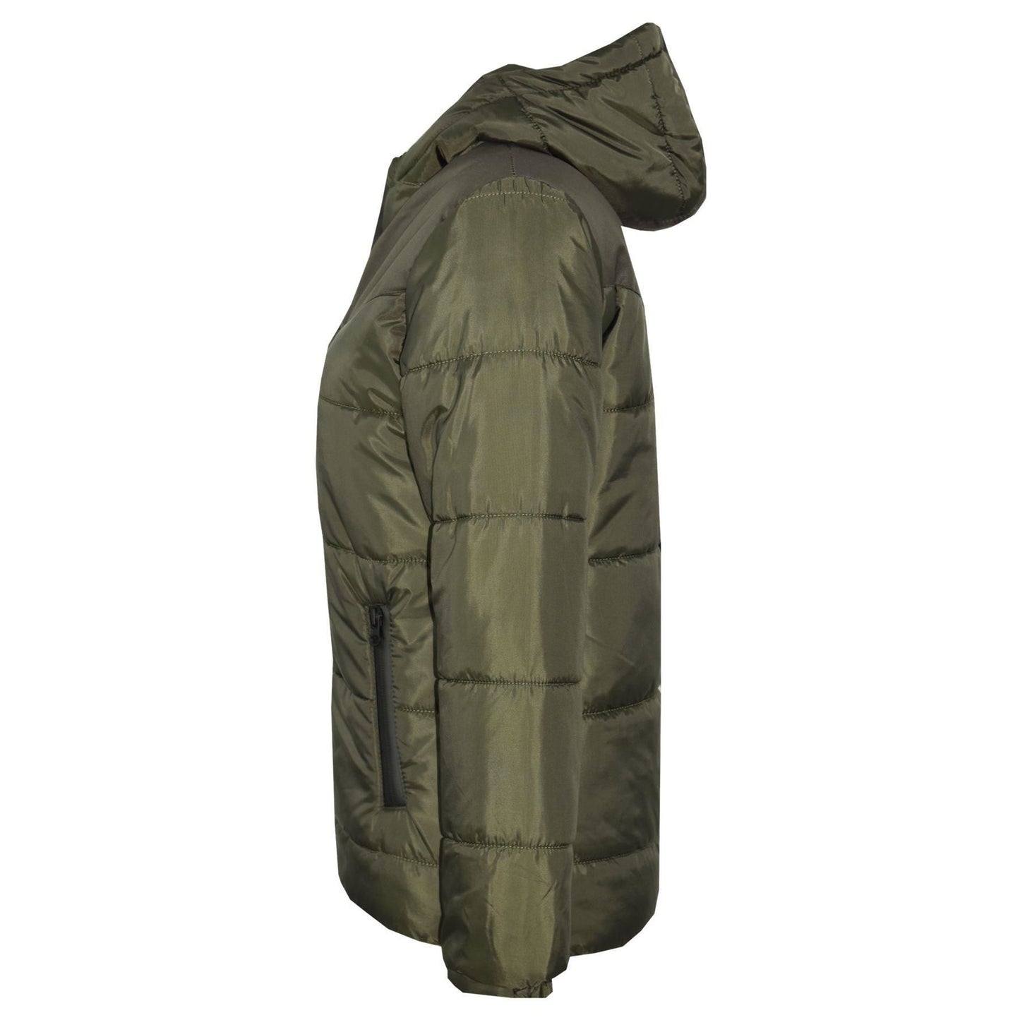 Kids Jacket Girls Boys Padded Olive Puffer Hooded Zipped Coat Warm Thick Coats