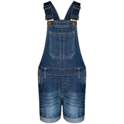 Kids Girls Denim Stretch Dungaree Shorts Jumpsuit Playsuit All In One 7-13 Years