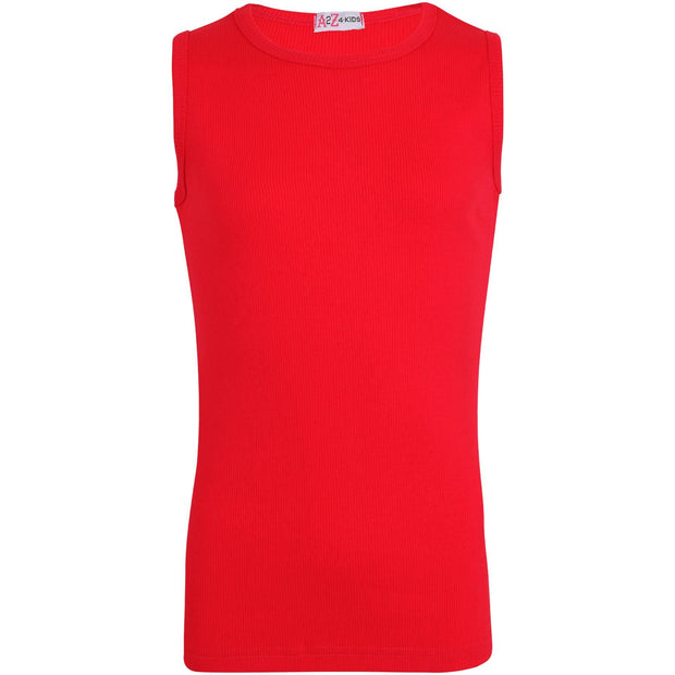 Kids Girls Ribbed Vest Top 100% Thick Cotton Fashion Tank Tops T Shirt 2-13 Year