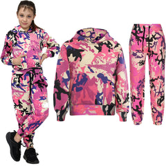Kids Girls Boys Plain Tracksuit Hooded Hoodie Bottom Jog Suit Joggers 5-13 Years