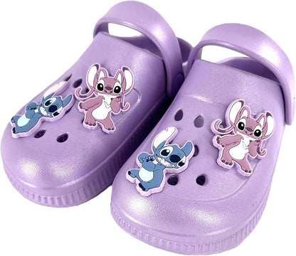 Kids Disney Stitch Girls Clogs with Charms Slip On Sandals  Beach Garden Shoes
