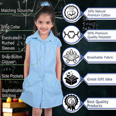 Kids Pack of 2 Girls Dress Breathable with Matching Scrunchies Age 3-14 Years