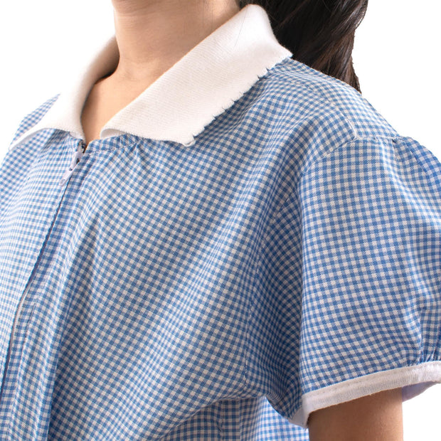 Kids Girls Gingham School Playsuit Check Summer Dresses With Matching Scrunchies - A2Z 4 Kids