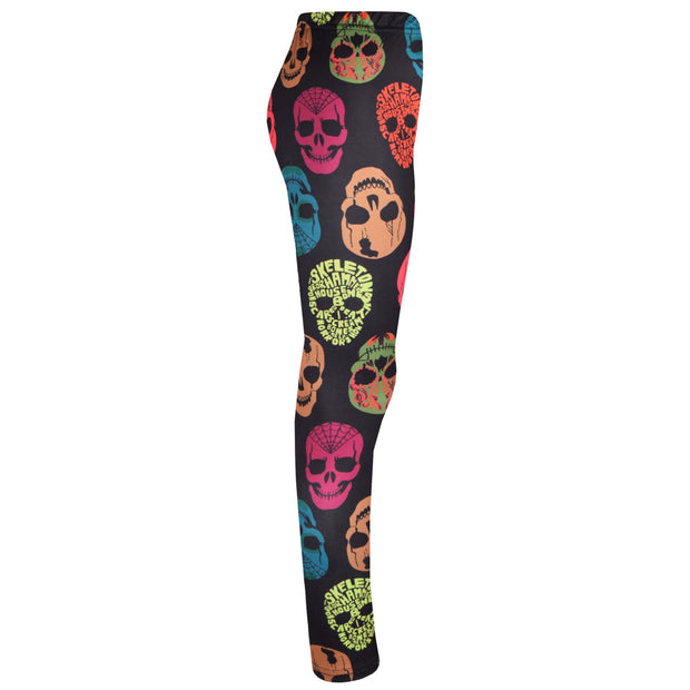 Girls Halloween Legging Spider Web Skull Print Leggings Fancy Costume 3-13 Years