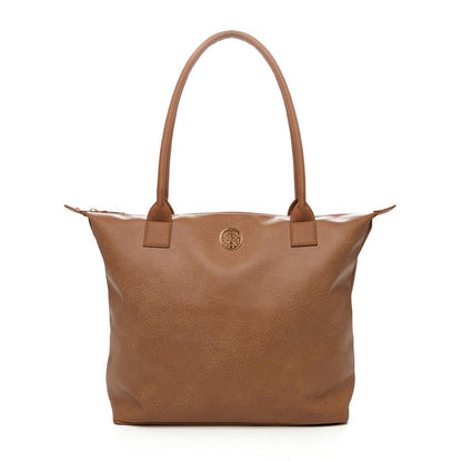 Womens Large PU Leather Tote Bag Shoulder Handbag Work Office Shopper Black Tan