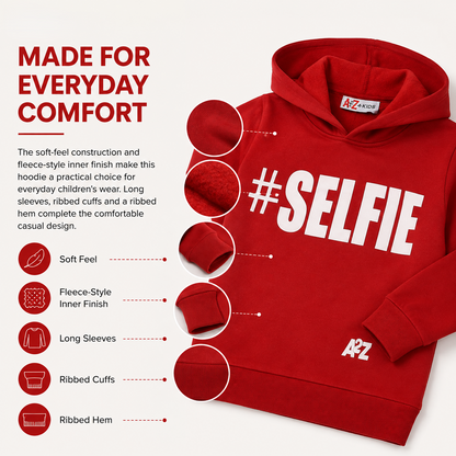 Kids Girls Boys Sweat Shirts Tops #Selfie Hooded Jumpers Hoodies New Age 2-13 Yr