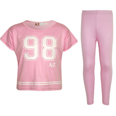 A2Z4Kids Girls Top Kids 98 Print Stylish Crop Top & Fashion Legging Set Age5-13Y