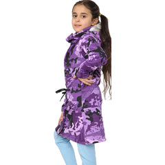 Kids Hooded Camo Parka Jacket Faux Fur Coat For Girls Age 5-13 Years