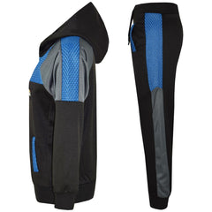 Kids Girls Boys Tracksuits Mesh Hooded Top & Bottom School Sports Jogging Suits