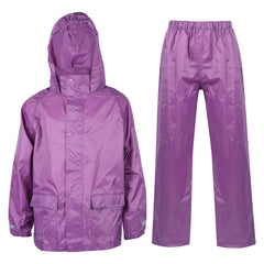 Kids Boys Girls Waterproof Hooded Rain Suit Jacket & Pants Set with Bag 3-14 Yrs