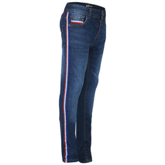 Kids Boys Skinny Denim Jeans Contrast Taped Stretchy Pants Trouser Age 5-13 Year