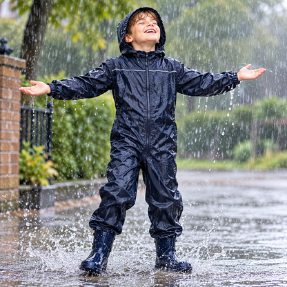 Girls Boys Raincoat Kids Puddle Suit Rainwear Waterproof Hooded Rainsuit 2-13 Yr