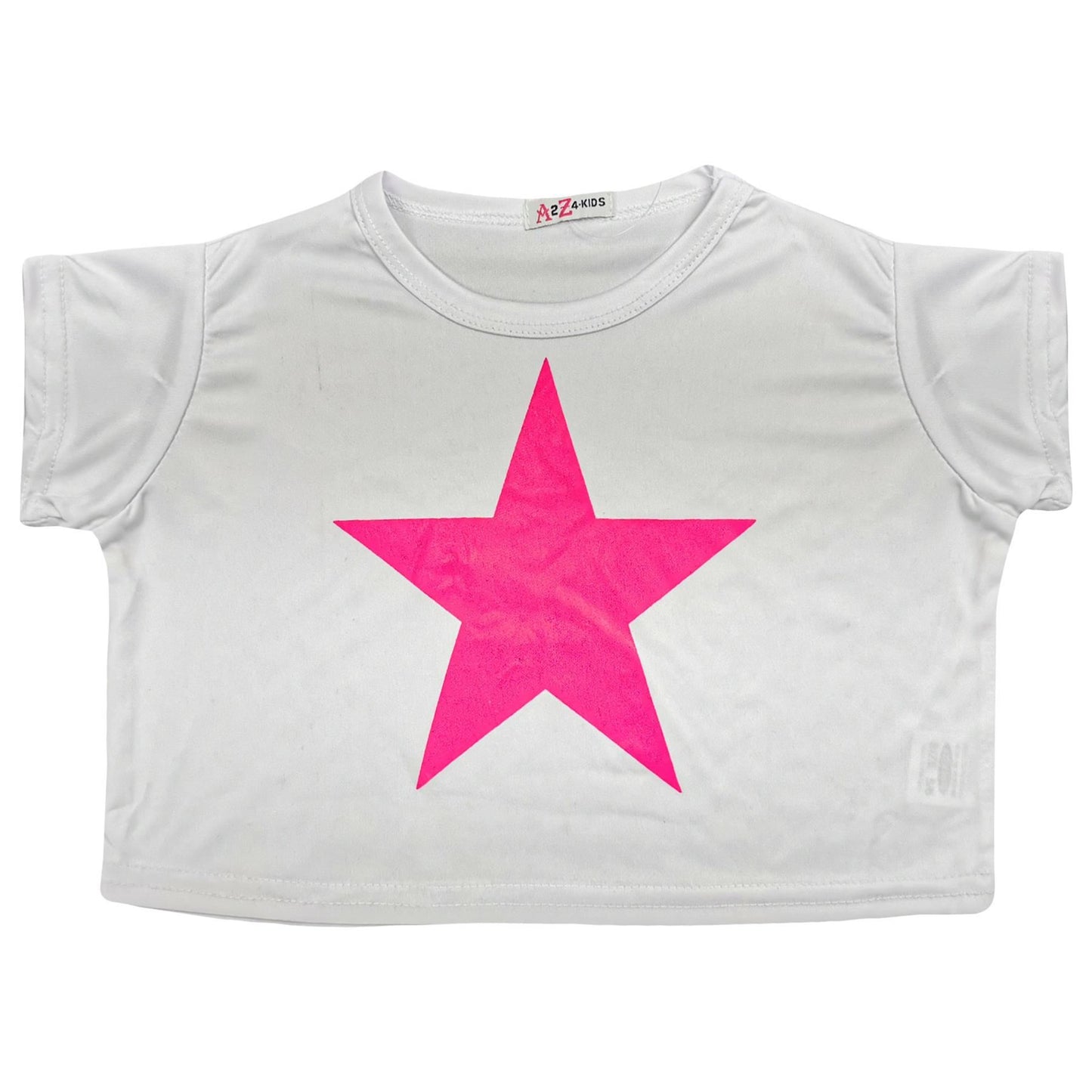 A2Z 4 Kids Girls Short Sleeves Crop Top Star Soft Feel Breathable Crop Top