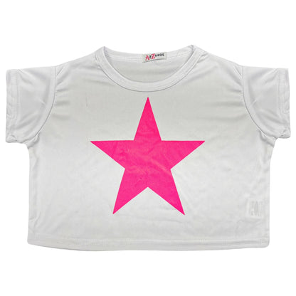 A2Z 4 Kids Girls Short Sleeves Crop Top Star Soft Feel Breathable Crop Top