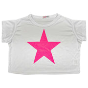 A2Z 4 Kids Girls Short Sleeves Crop Top Star Soft Feel Breathable Crop Top