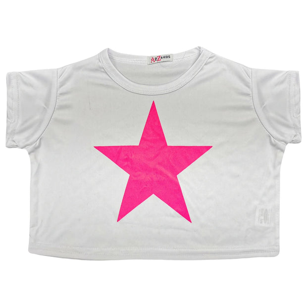 A2Z 4 Kids Girls Short Sleeves Crop Top Star Soft Feel Breathable Crop Top