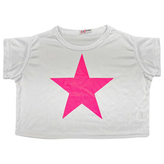 A2Z 4 Kids Girls Short Sleeves Crop Top Star Soft Feel Breathable Crop Top