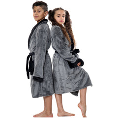 Kids Soft Fleece Bathrobe Dressing Gown Hooded Swim Beach Girls Boys 2-13 years