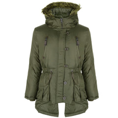 Kids Girls Padded Parka Jacket Kids Faux Fur Coat Wendy 1 New Age 7-13 Years