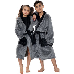 Kids Soft Fleece Bathrobe Dressing Gown Hooded Swim Beach Girls Boys 2-13 years