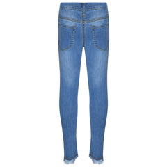 Girls Skinny Jeans Kids Stretchy Denim Ripped Rough Pants Trousers Jeggings 5-13
