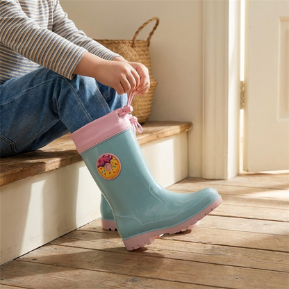 Kids Waterproof Wellington  PVC Rain Wellies Adjustable Warm Lined Non Slip Sole