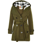 A2Z 4 Kids Kids Girls Parka Jacket Hooded Trench Coat Fashion Wool Blends Warm Padded Olive Jacket Oversized Lapels Belted Cuffs Long Overcoat New Age 5 6 7 8 9 10 11 12 13 Years