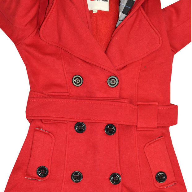 A2Z 4 Kids Kids Girls Parka Jacket Hooded Trench Coat Fashion Wool Blends Warm Padded Red Jacket Oversized Lapels Belted Cuffs Long Overcoat New Age 5 6 7 8 9 10 11 12 13 Years