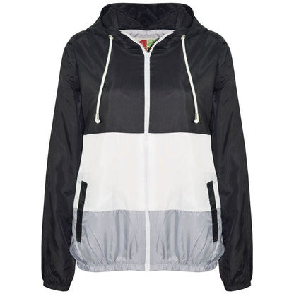 Kids Girls Boys Windbreaker Contrast Panel Jackets Hooded Raincoat Rain Mac 5-13