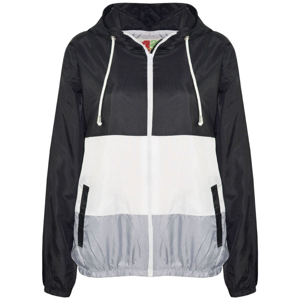 Kids Girls Boys Windbreaker Contrast Panel Jackets Hooded Raincoat Rain Mac 5-13