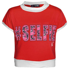 Girls Top Kids #Selfie Print Designer T Shirt & Graffiti Legging Set 7-13 Years
