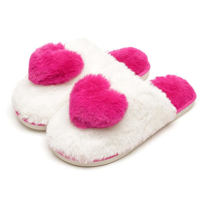 A2Z Ladies 3D Heart Mule Slippers Soft Plush Faux Fur Indoor Slip On House Shoes