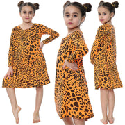 Kids Girls Swing Dresses Spicy Tartan Dog Tooth Print Fashion Dresses 3-13 Years