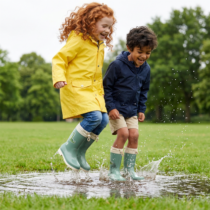 Kids Waterproof Wellington  PVC Rain Wellies Adjustable Warm Lined Non Slip Sole