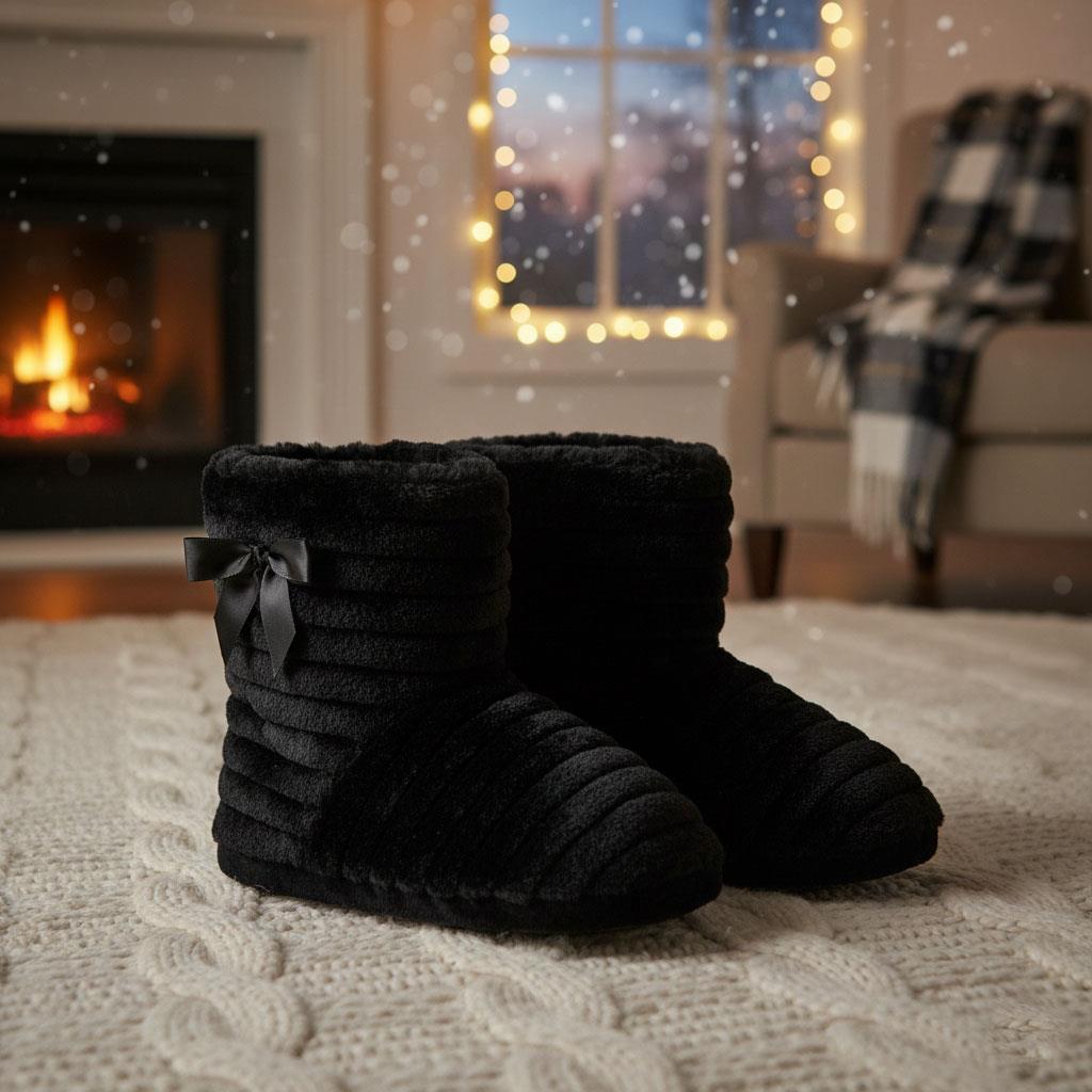 Ladies Slipper Cozy Memory Foam Bootie Novelty Warm Winter Knitted Ankle Boot