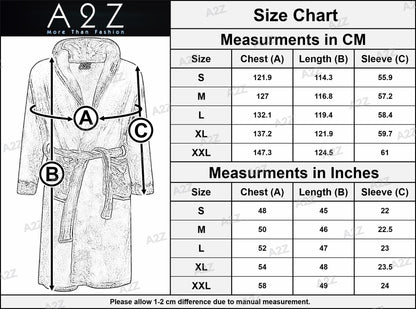 A2Z Mens Ultra Soft Luxury Fleece Dressing Gown Warm Cozy Loungewear Adult Robe
