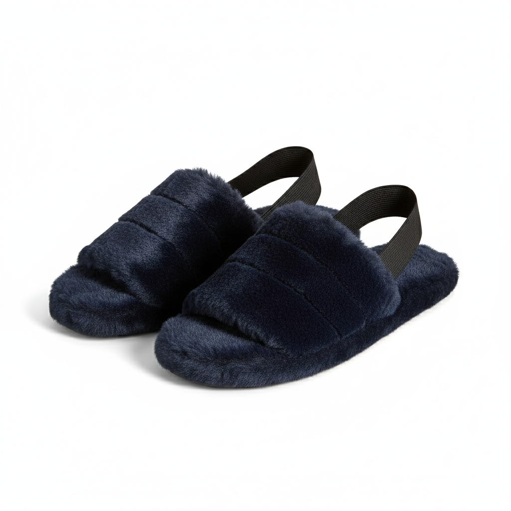 A2Z Women Sliders Fluffy Faux Fur Peep Toe Warm Winter Soft Cosy Ladies Slippers