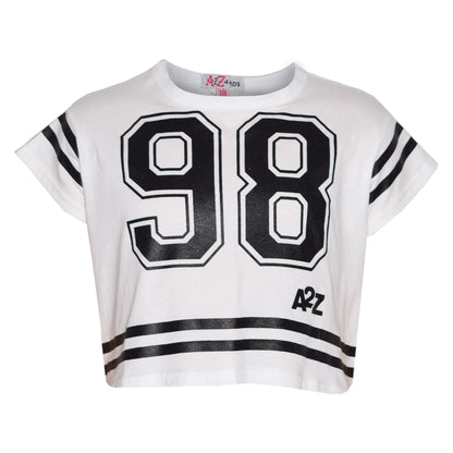 A2Z4Kids Girls Top Kids 98 Print Stylish Fashion T Shirt Crop Top New Age 5-13Yr