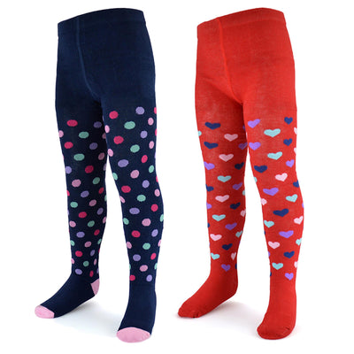 A2Z 4 Kids Girls Cotton Rich Tights Hearts & Spotty Comfortable Stretchy Warm Durable Supersoft Children's Leggings