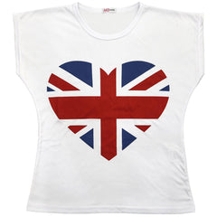 Kids Girls T Shirts England Football World Cup Heart Print Top & Tees 5-13 Yrs