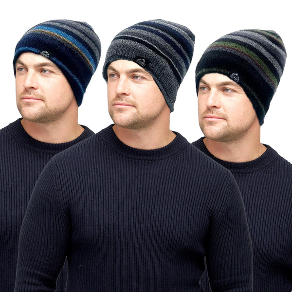 Kids Mens Hat 3 Pack Pro Hike Winter Warm Cosy Fashionable Indoor Outdoor Hats
