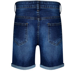 Kids Boys Ripped Dark Blue Denim Shorts Comfort Stretch Jeans Trouser Pants 5-13