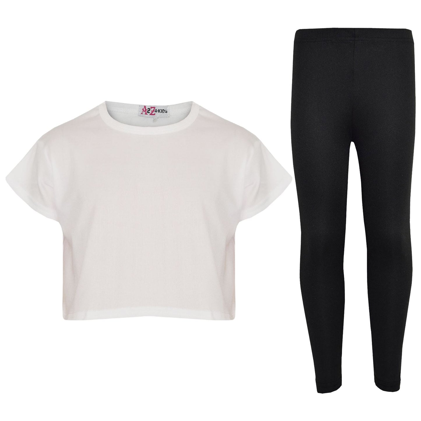 A2Z 4 Kids Girls Top Kids Plain Color Stylish Crop Top & Fashion Legging Set New Age 7 8 9 10 11 12 13 Years - A2Z 4 Kids