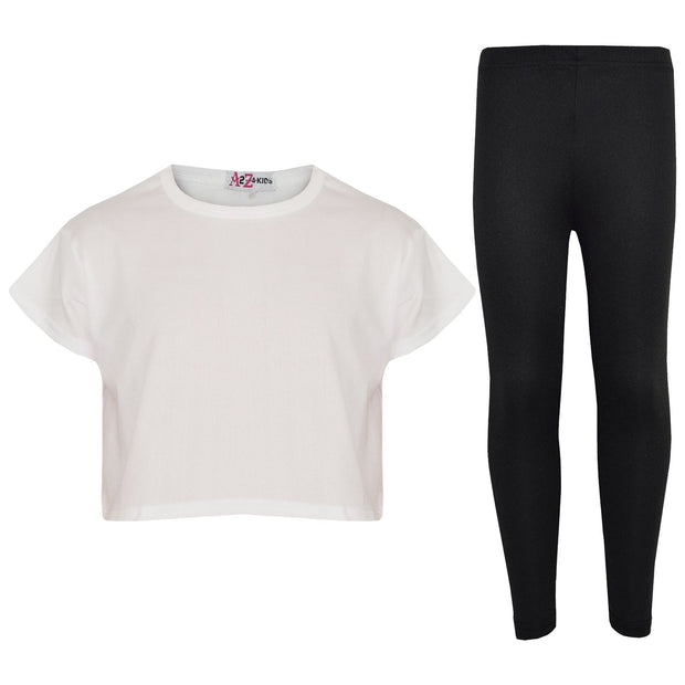 A2Z 4 Kids Girls Top Kids Plain Color Stylish Crop Top & Fashion Legging Set New Age 7 8 9 10 11 12 13 Years - A2Z 4 Kids