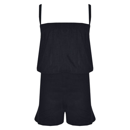 Kids Girls Plain Color Playsuit Trendy Summer All In One Jumpsuit New Age 5-13 Y