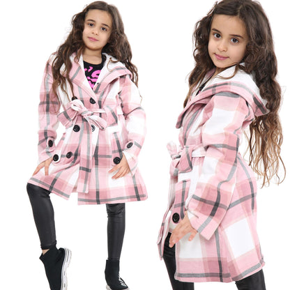 A2Z 4 Kids Parka Jacket Hooded Warm Jacket Oversized Belted Cuffs 5 -13 Years