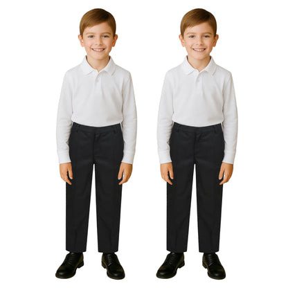 Kids Boys Teens 2 Pack School Uniform Pant Teflon Coated Reinforced Knee Pants