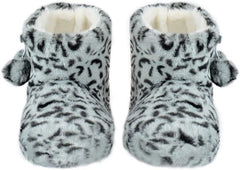 Ladies Slipper Bootie Novelty Leopard Pattern Warm Winter Knitted Ankle Boots