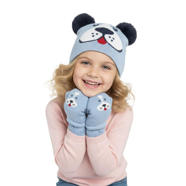 A2Z 4 Kids Dog Animal Hat Gloves Set Comfortable Winter Warm Mitten Gloves Sets