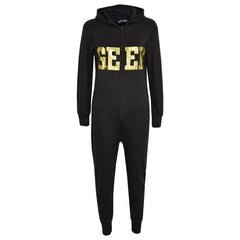 A2Z 4 Kids Girls Boys GEEK Hooded Onesie Children Hooded Ribbed Cuffs Pyjamas